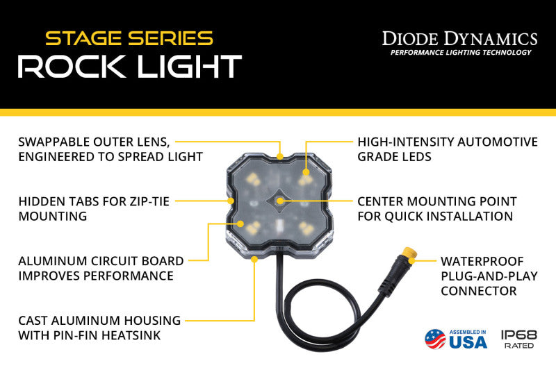Diode Dynamics DD7741C RGBW Rock Light Installer Magnet Mount Kit with Controller