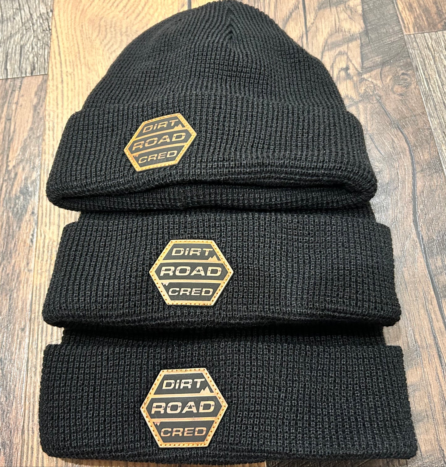 DRC Black Beanie with Leather Patch