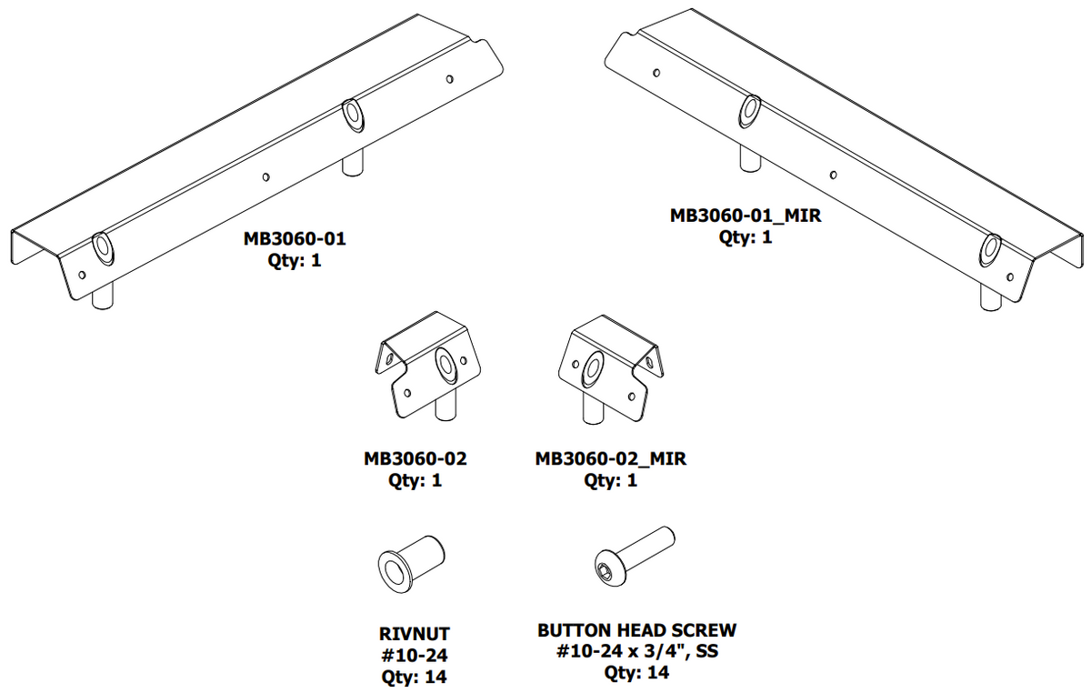 Front Soft Upper Window Adapter Kit for Motobilt Front Half Doors for Jeep JKU