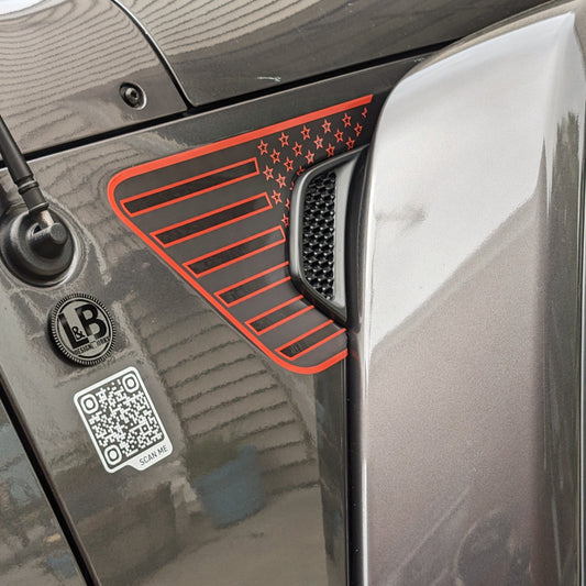 Full Color Printed American Flag Decal- Fits Jeep Wrangler & Gladiator JL Fender Vent Decal-Pair