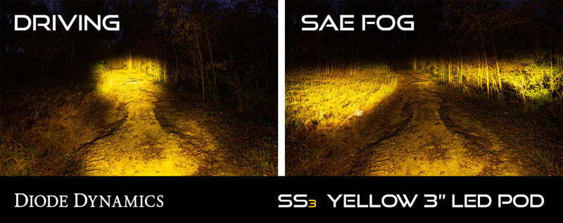 Diode Dynamics SS3 Pro ABL Yellow SAE Fog LED Pods, Standard Beam, Pair - DD6890P