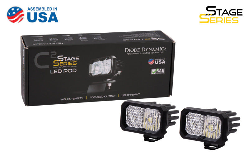 Diode Dynamics Stage Series 2-Inch LED Pod Sport White Combo Standard ABL Pair DD6388P