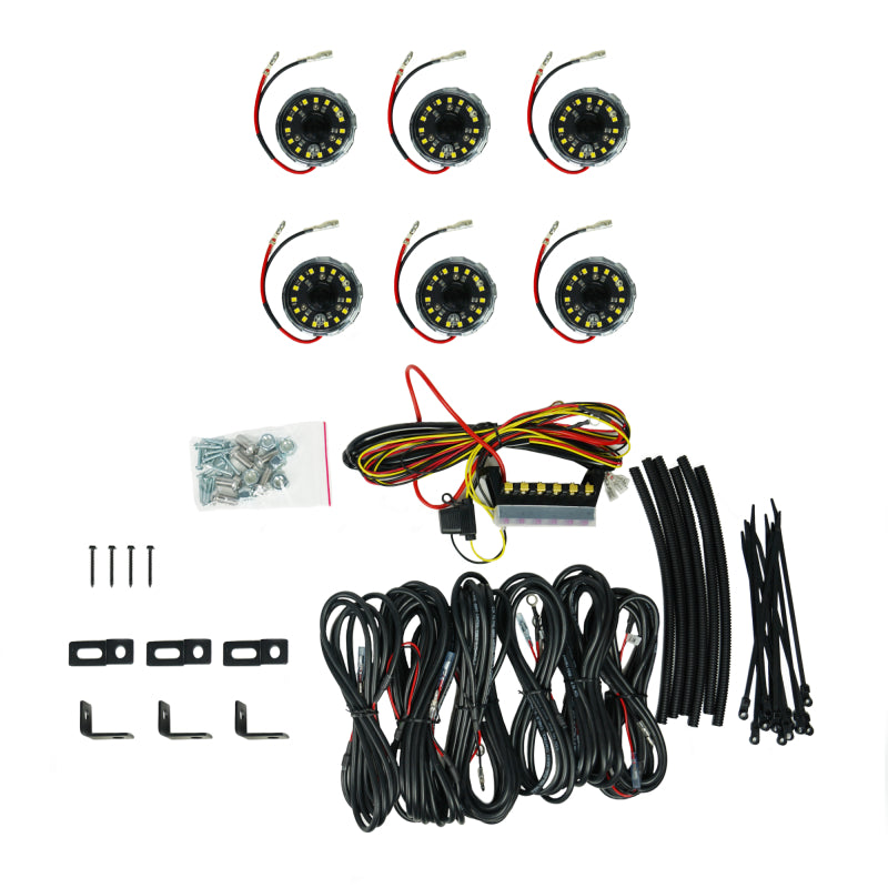 KC HiLiTES Cyclone V2 LED 6-Light Rock Light System, Clear Flood Beam, Part 91040