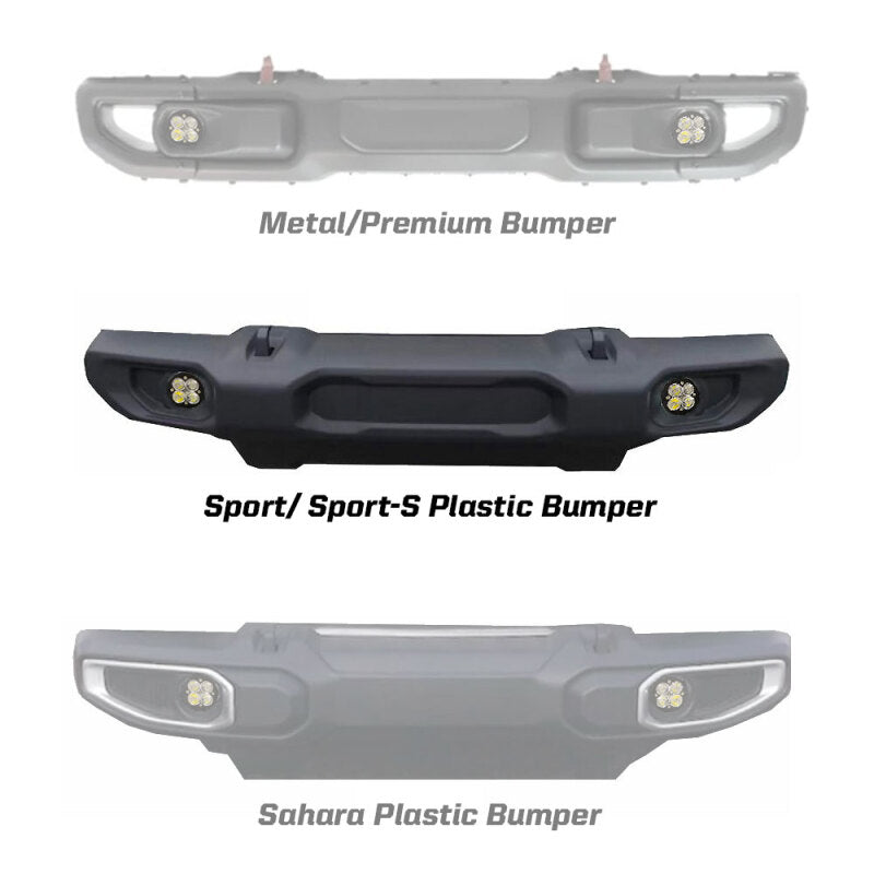Baja Designs Squadron Sport Series Fog Pocket Kit for 2018–2019 Jeep Wrangler JL, Part 447066