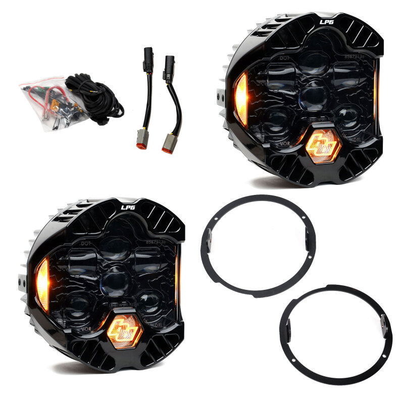 Baja Designs 448311 DOT LP6 LED Headlight Kit for 2007-2018 Jeep Wrangler JK, Amber