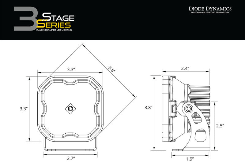 Diode Dynamics SS3 Max ABL Yellow Combo Standard LED Pods, Pair - DD6970P