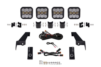 Diode Dynamics DD7268 Jeep JL Wrangler SS5 4-Pod CrossLink Grille Lightbar Kit Pro, White Combo