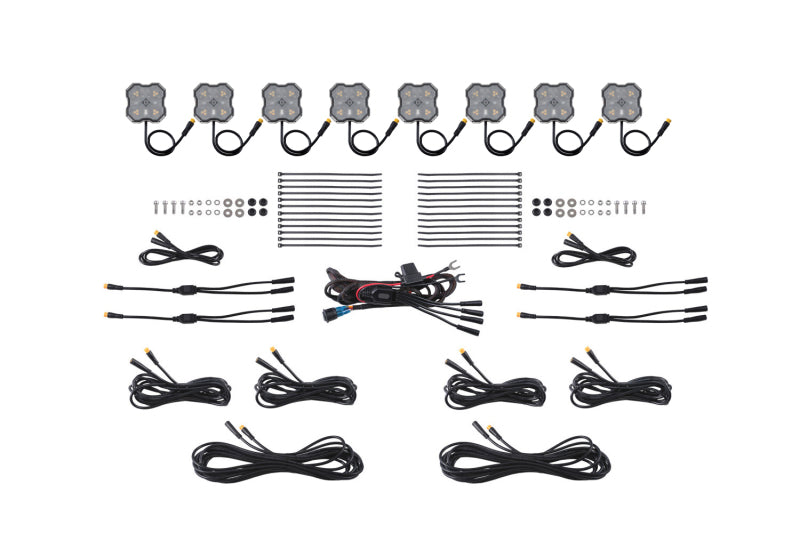 Diode Dynamics Stage Series Rock Light Kit Amber/White M8 8-Pack DD8756