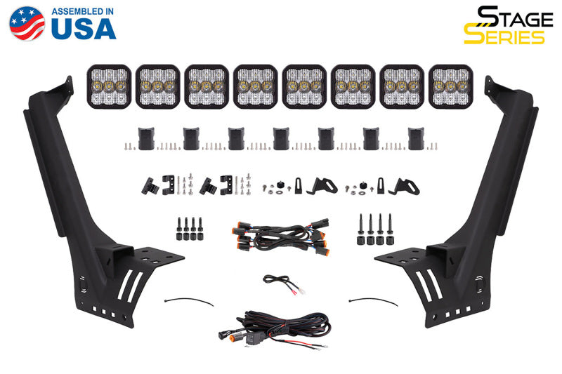 Diode Dynamics DD6821 Jeep JL Wrangler SS5 Sport CrossLink Windshield White Combo Lightbar Kit