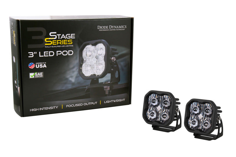 Diode Dynamics SS3 Pro ABL White SAE Driving LED Pods, Standard Beam, Pair - DD6874P