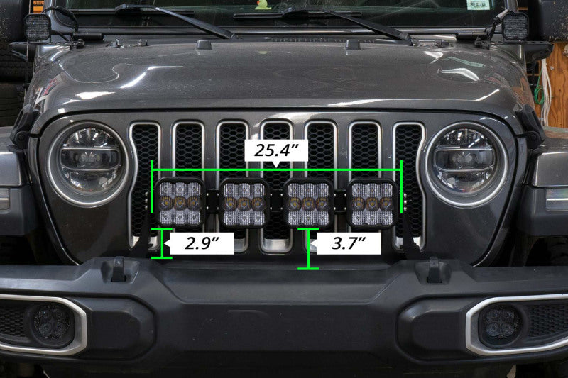 Diode Dynamics DD7268 Jeep JL Wrangler SS5 4-Pod CrossLink Grille Lightbar Kit Pro, White Combo