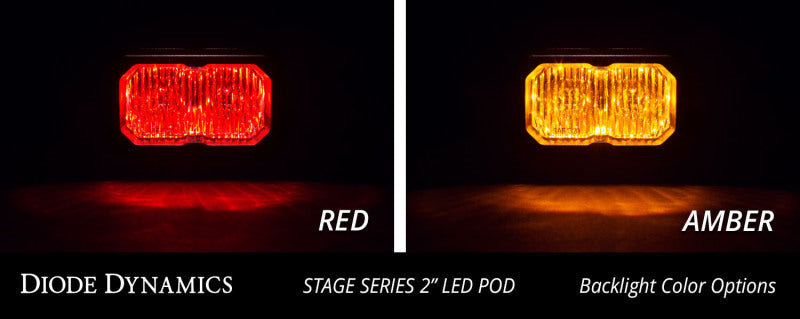 Diode Dynamics Stage Series 2-Inch LED Pod Sport White Flood Standard RBL Pair DD6394P