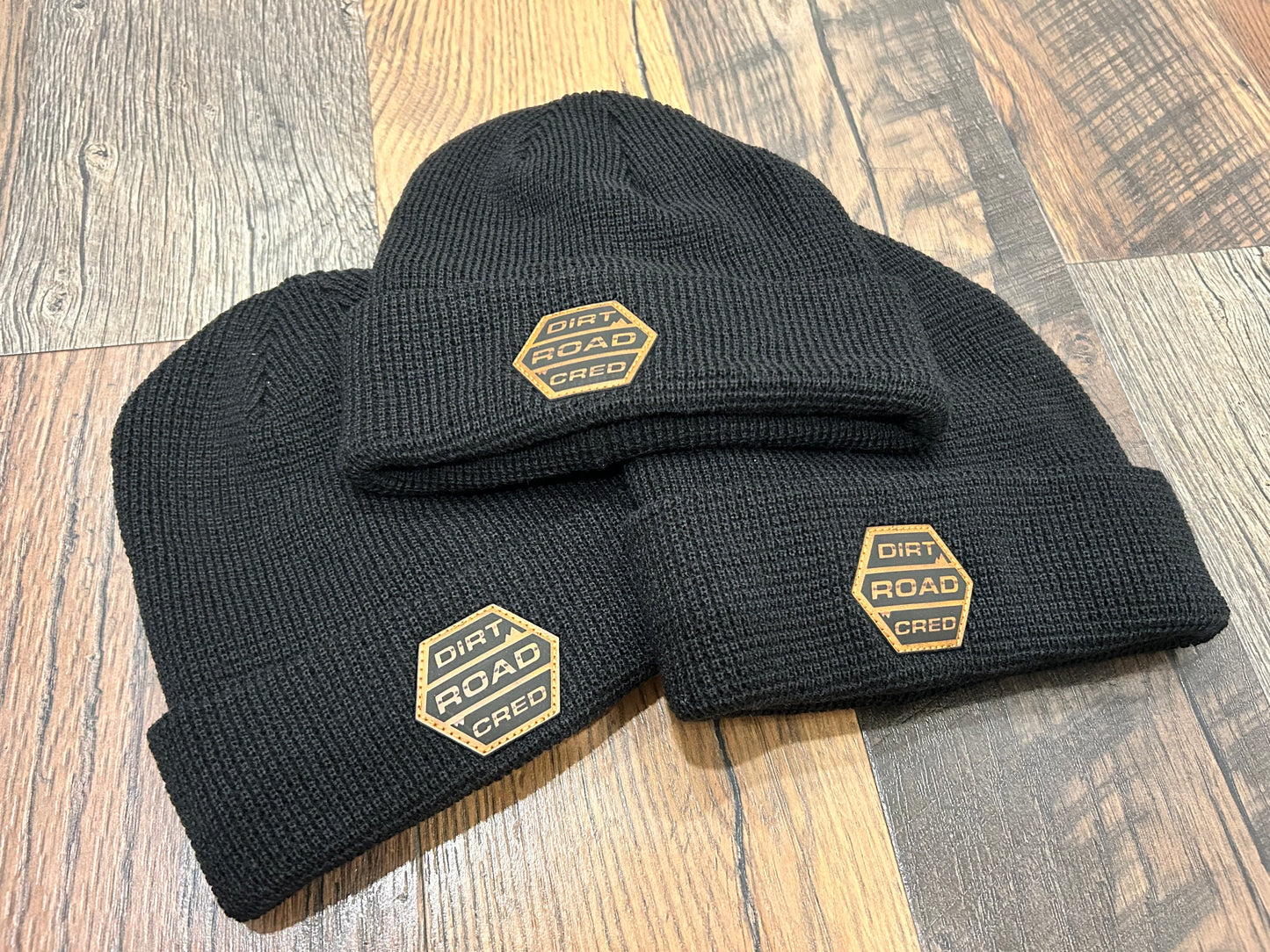 DRC Black Beanie with Leather Patch