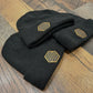 DRC Black Beanie with Leather Patch