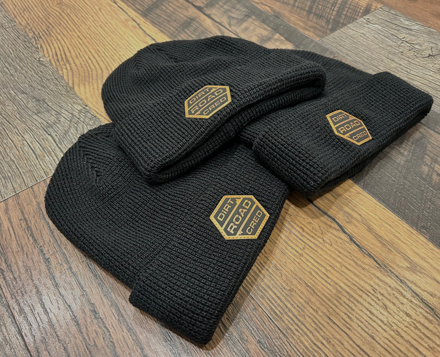 DRC Black Beanie with Leather Patch