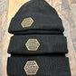 DRC Black Beanie with Leather Patch