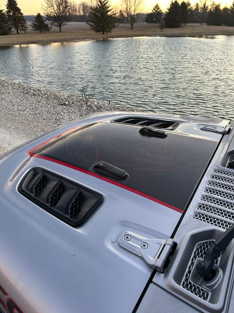 Topographic Rubicon Only Color Line Blackout Hood Decal- Fits Jeep Wrangler & Gladiator JL Hood Decal Printed Single Layer Decal
