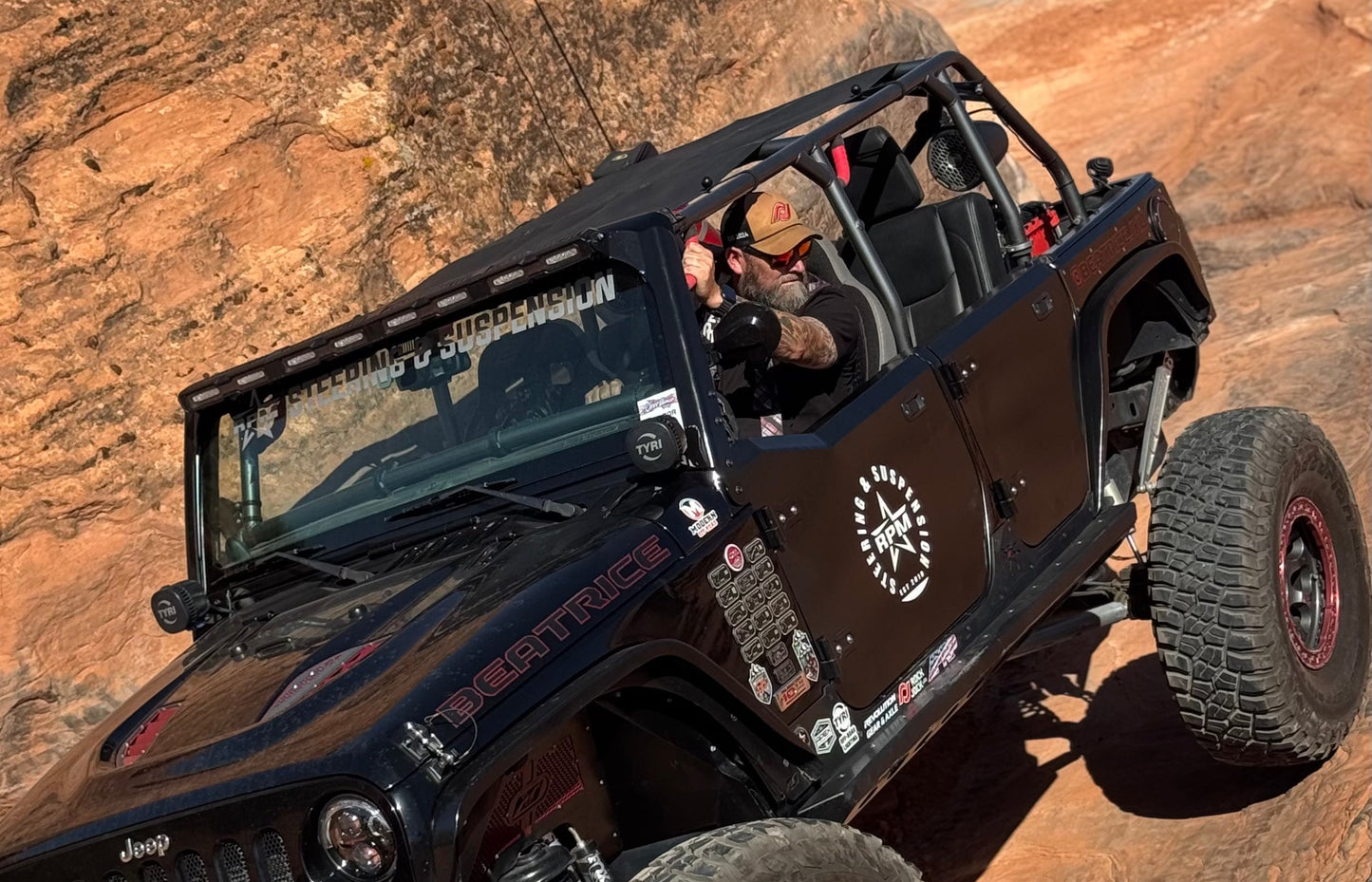 TYRI Jeep Wrangler JK Windshield Mount for Hyperion V48 - Black Powdercoat Aluminum