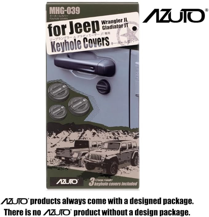 AZUTO Jeep Wrangler JL and Jeep Gladiator JT Key Hole Covers / Set of 3 MHG-039