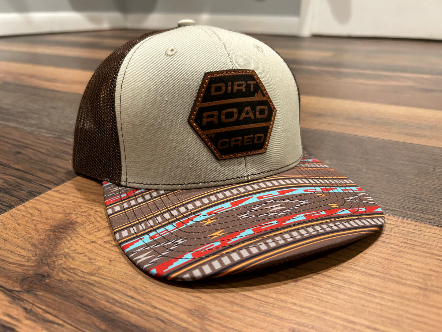 Dirt Road Cred Trucker Hat Brown / Native Pattern