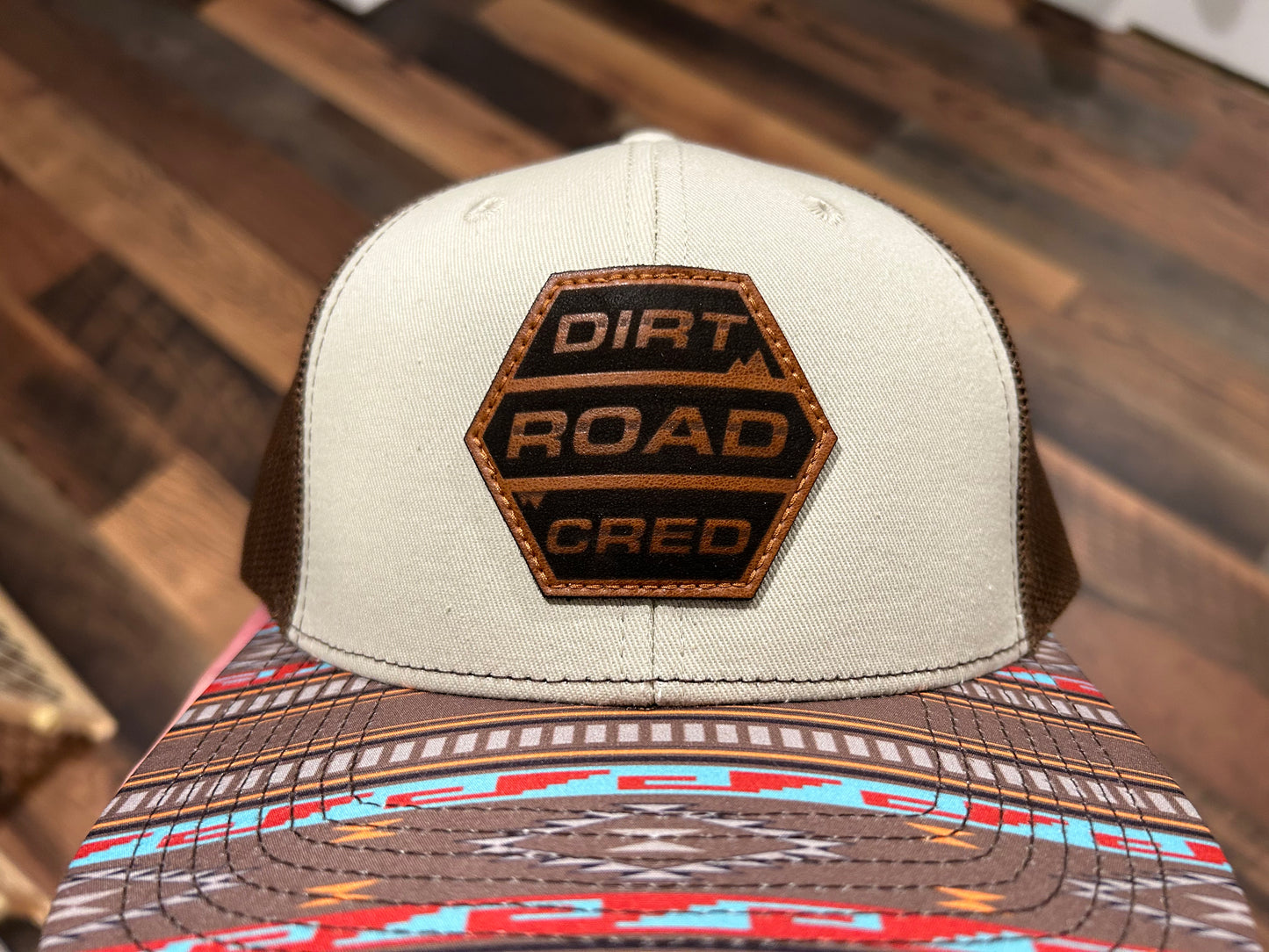 Dirt Road Cred Trucker Hat Brown / Native Pattern