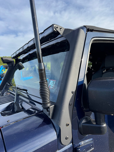 TYRI Jeep Wrangler JK Windshield Mount for Hyperion V48 - Black Powdercoat Aluminum