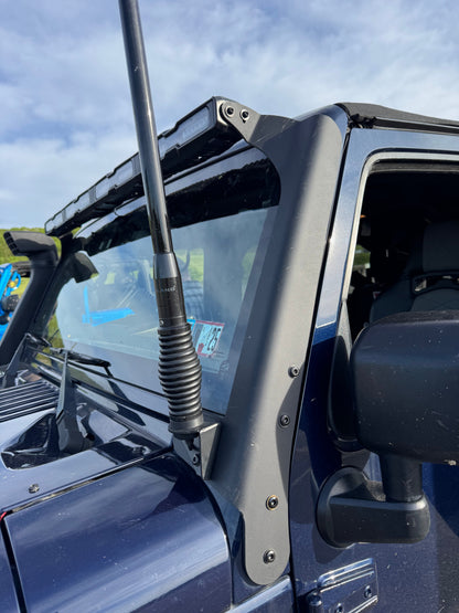 TYRI Jeep Wrangler JK Windshield Mount for Hyperion V48 - Black Powdercoat Aluminum