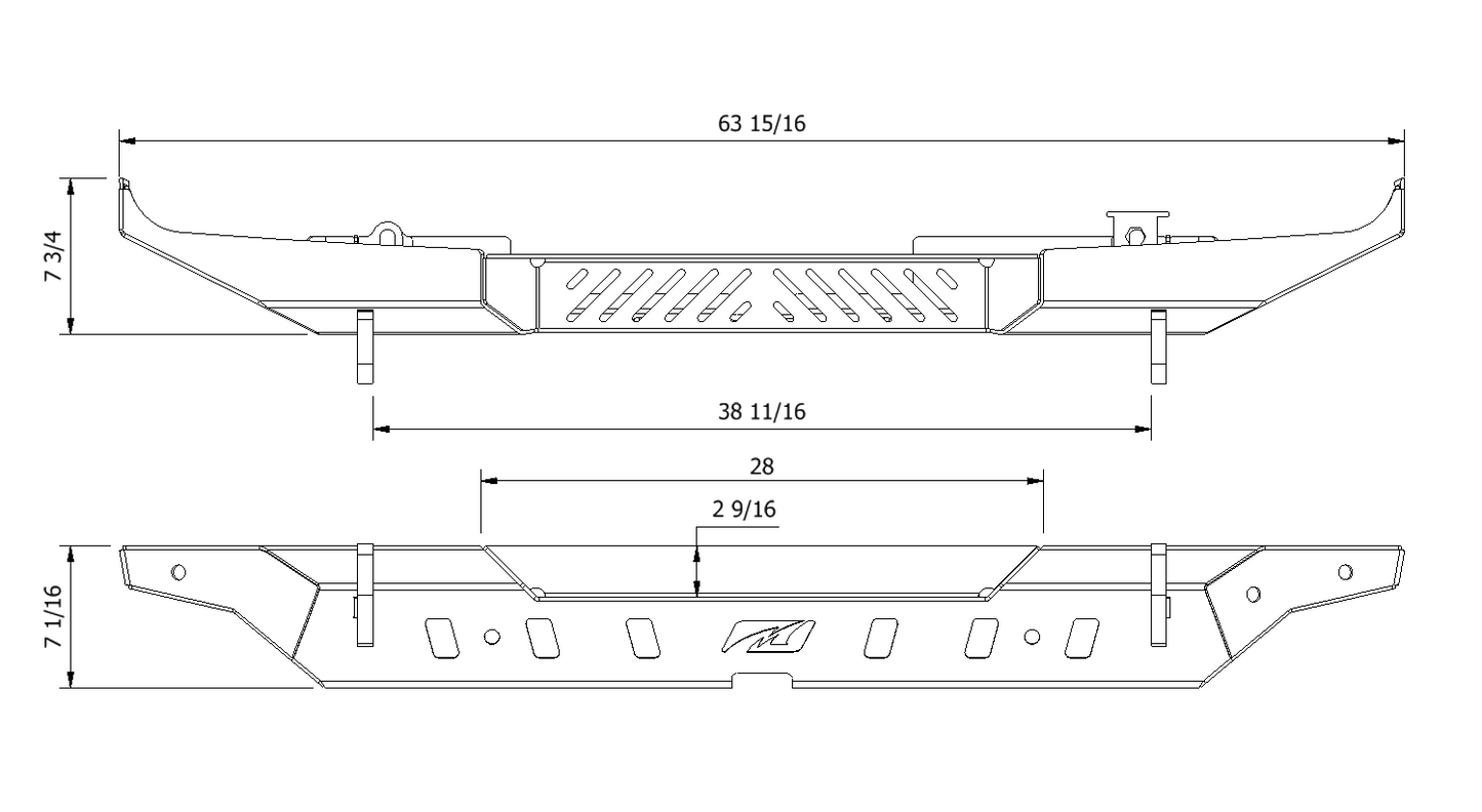 Crusher Rear Bumper w/ Spare Cutout for Jeep JL
