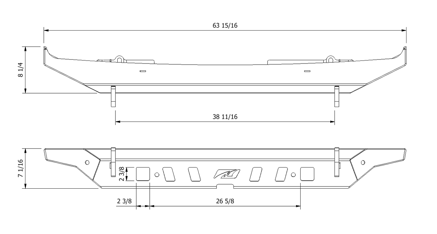 Crusher Rear Bumper w/Light Mounts Without Spare Cutout for Jeep JL