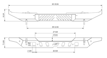 Crusher Rear Bumper w/ Light Mounts w/Spare Tire Cutout for Jeep JL
