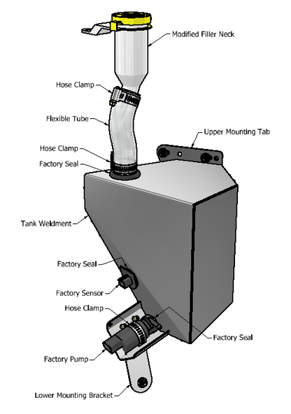 Windshield Washer Fluid Tank Relocator Kit for Jeep Diesel JL/JT