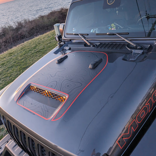 Topographical Mojave/392 Printed Blackout Hood Decal set- fits 2020 and newer Jeep Gladiator& Wrangler