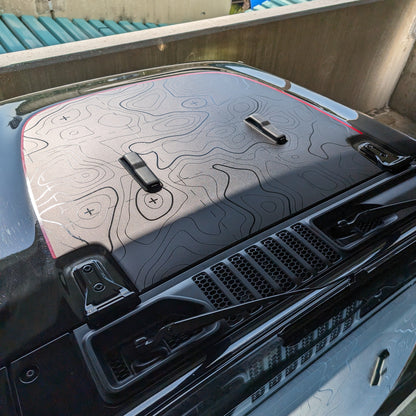 Topographic Full Color Line Blackout Hood Decal- Fits Jeep Wrangler & Gladiator JL Hood Decal Printed Single Layer Decal