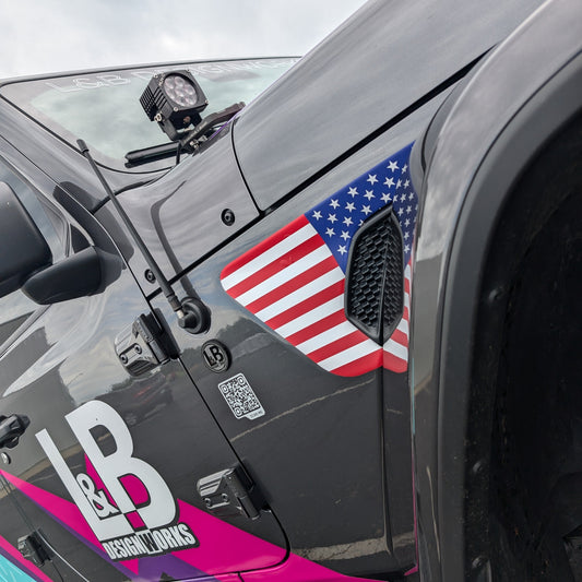Full Color Printed American Flag Decal- Fits Jeep Wrangler & Gladiator JL Fender Vent Decal-Pair
