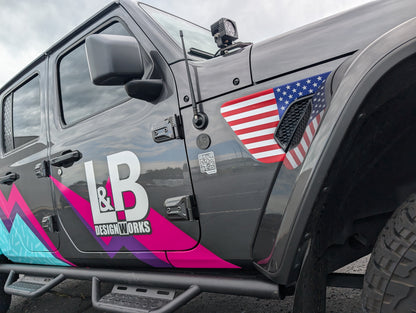 Full Color Printed American Flag Decal- Fits Jeep Wrangler & Gladiator JL Fender Vent Decal-Pair