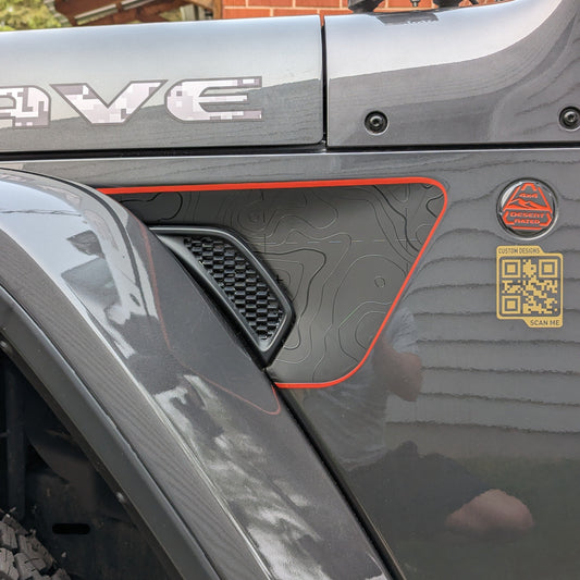 Printed Topographical Color Line Rubicon Blackout Decal- Fits Jeep Wrangler & Gladiator JL Fender Vent Decal-Pair