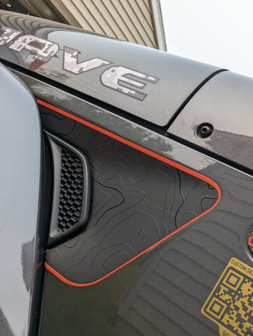 Printed Topographical Color Line Rubicon Blackout Decal- Fits Jeep Wrangler & Gladiator JL Fender Vent Decal-Pair