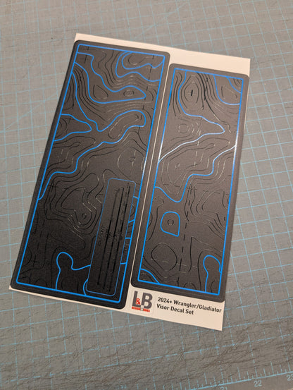 Printed Topographical Warning Label Decal Set-Pair- fits Wrangler JL & Jeep Gladiator JT up to 2023