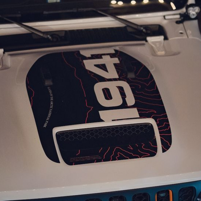 Topographic Mojave 1941 Blackout Hood Decal- Fits Jeep Wrangler 392 & Gladiator JT Hood Decal Printed Single Layer Decal