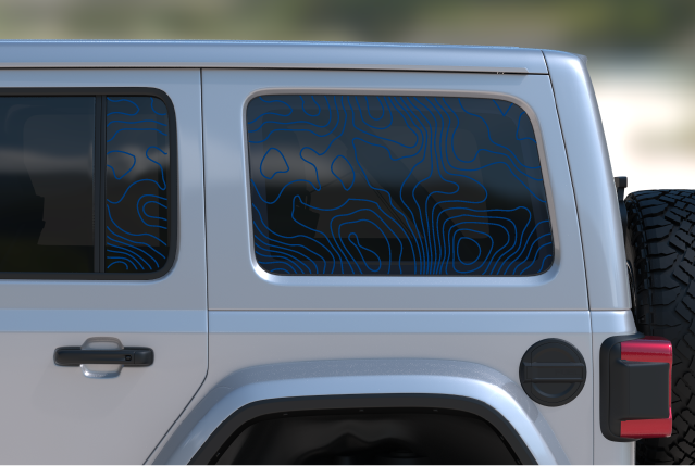 Topographical Rear Door & Window Decal- Fits Jeep Wrangler JL