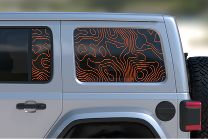 Topographical Rear Door & Window Decal- Fits Jeep Wrangler JL