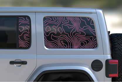 Topographical Rear Door & Window Decal- Fits Jeep Wrangler JL