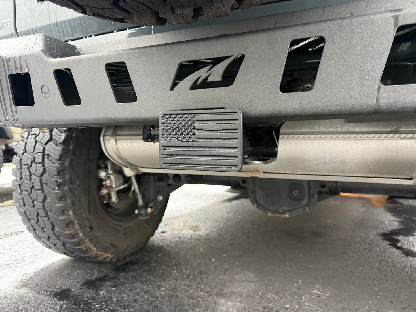 Black Out American Flag Cast Aluminum Hitch Cover - MADE IN THE USA