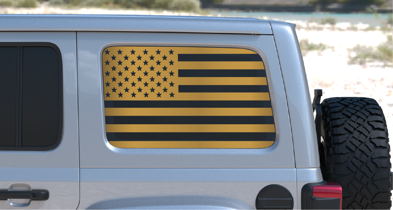 USA American Flag Rear Window Decal- Fits Jeep Wrangler JL