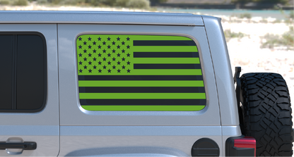USA American Flag Rear Window Decal- Fits Jeep Wrangler JL