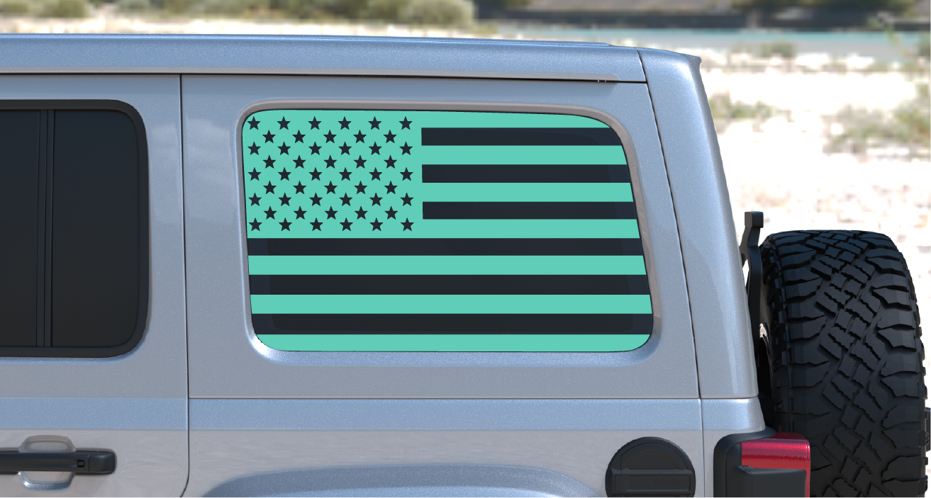 USA American Flag Rear Window Decal- Fits Jeep Wrangler JL