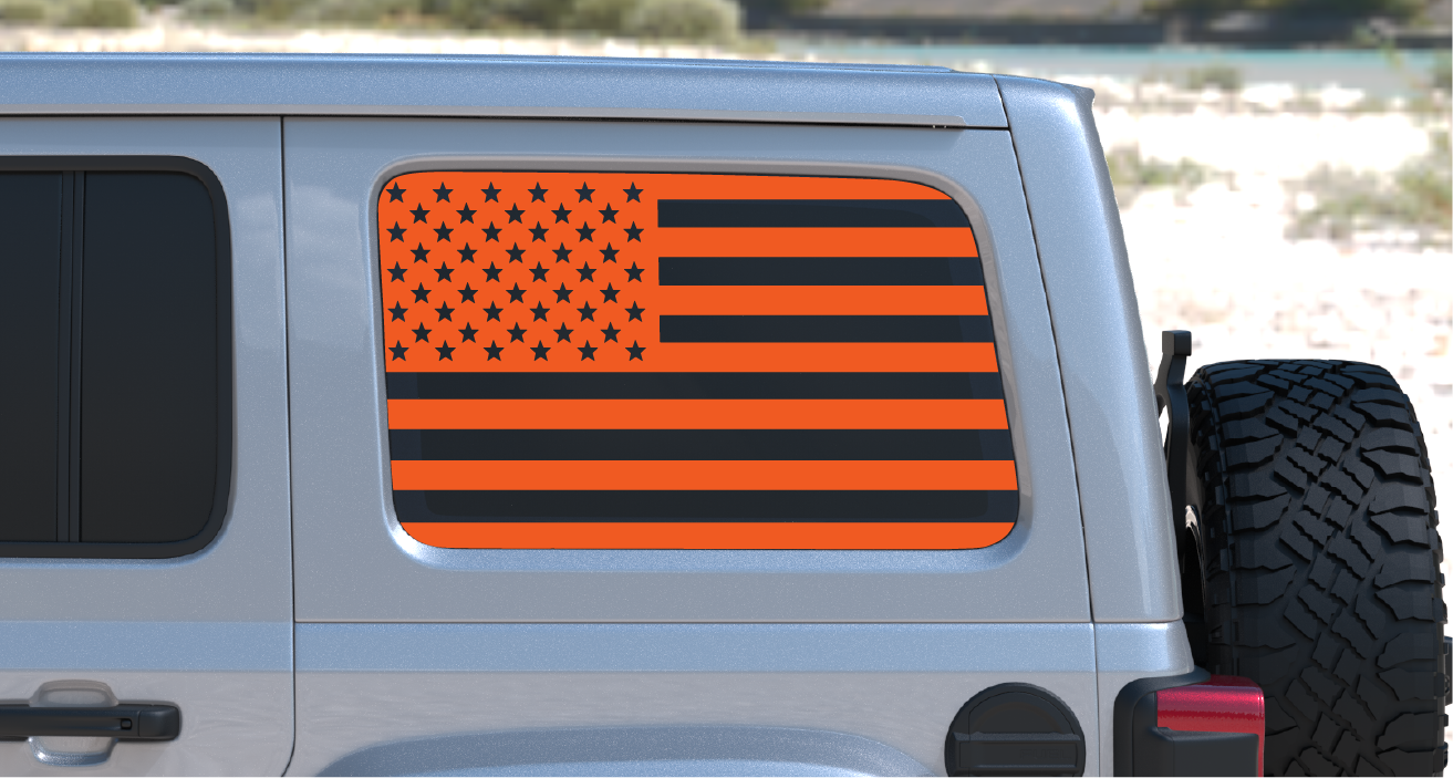 USA American Flag Rear Window Decal- Fits Jeep Wrangler JL