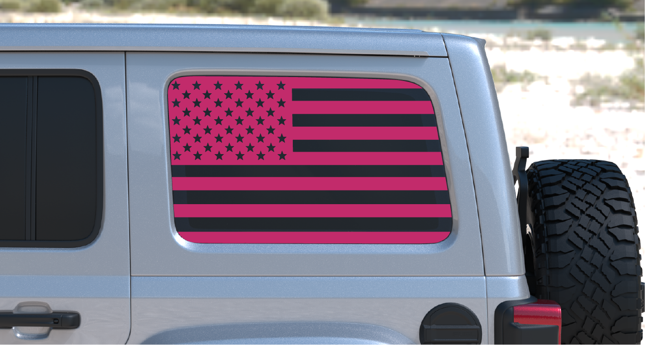 USA American Flag Rear Window Decal- Fits Jeep Wrangler JL