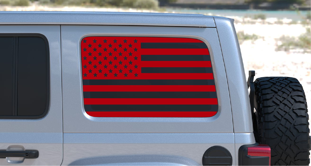 USA American Flag Rear Window Decal- Fits Jeep Wrangler JL