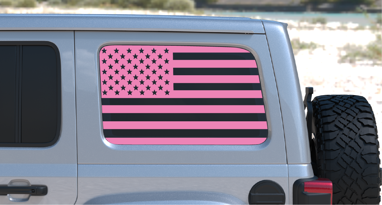 USA American Flag Rear Window Decal- Fits Jeep Wrangler JL